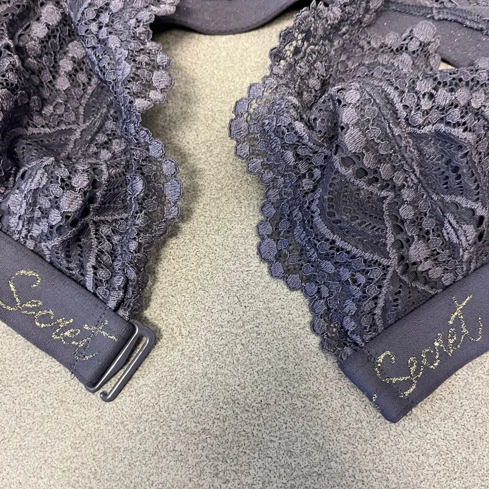 Victoria's Secret Lace Bralette - Charcoal Gray Sz L